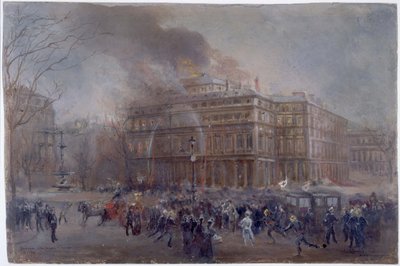 El incendio de la Comédie-Française, 8 de marzo de 1900, hacia 1900 (óleo sobre cartón) de Jean Baptiste Edmond Allouard