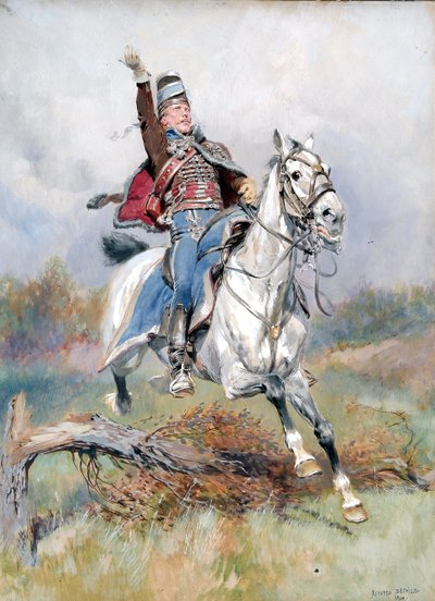 Un caballero de caballería francés a caballo, 1900 de Jean Baptiste Edouard Detaille