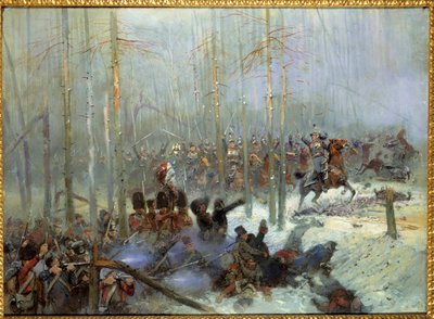Campaña de Rusia en 1812: carga del 7º regimiento de coraceros del coronel Dubois en el Berezina el 28/11/1812 en Rusia de Jean Baptiste Edouard Detaille
