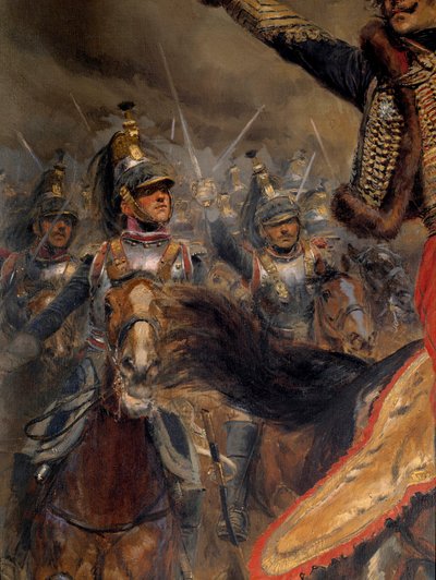 Guerra Napoleónica: La última carga del General Antoine Charles Conde de Lasalle (1775-1809), muerto en Wagram el 6 de julio de Jean Baptiste Edouard Detaille