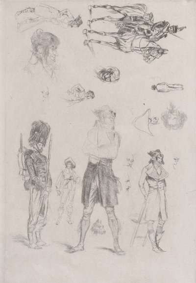 Hoja de bocetos de Jean Baptiste Edouard Detaille