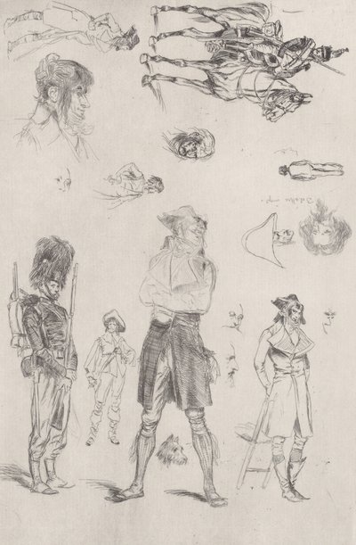 Hoja de bocetos, 1868 de Jean Baptiste Edouard Detaille