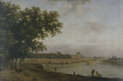 Las Tullerías y el Puente Real, vistos desde el Cours-la-Reine, en 1783 (óleo sobre lienzo) de Jean Baptiste Genillion
