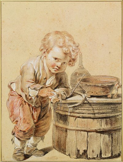 Niño con un huevo roto, ca 1756 de Jean Baptiste Greuze