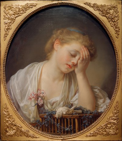 La joven que llora a su pájaro muerto de Jean Baptiste Greuze