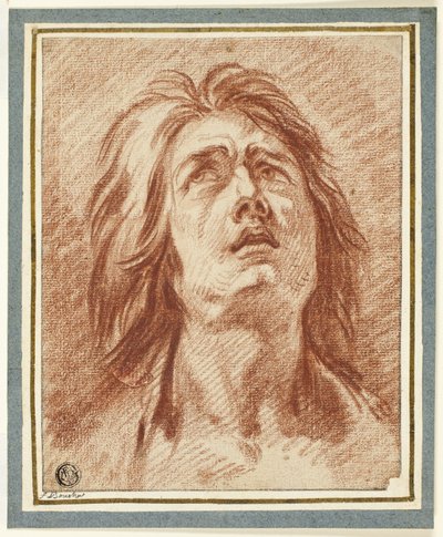 Angustia: Cabeza de mujer mirando hacia arriba de Jean Baptiste Greuze