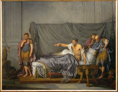 El emperador Lucio Septimio Severo acusa a su hijo Caracalla de haber planeado su asesinato ... de Jean Baptiste Greuze