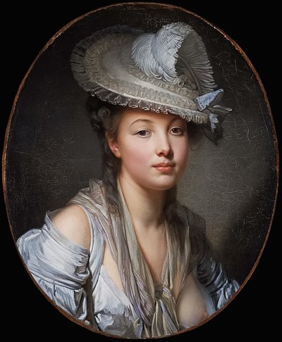 Francés: Le Chapeau blanc El sombrero blanco de Jean Baptiste Greuze