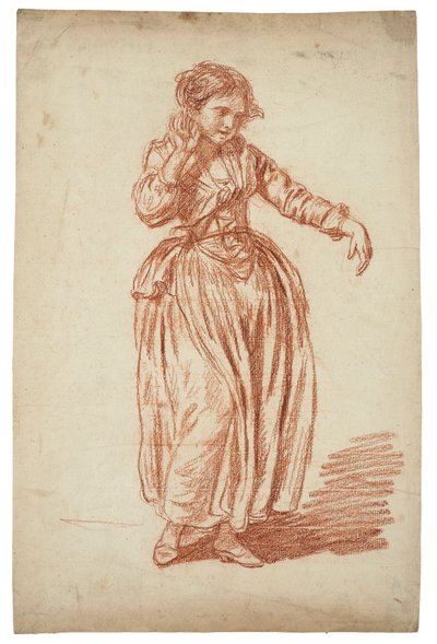 Niña de pie, mano derecha en la oreja de Jean Baptiste Greuze