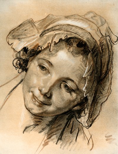 Estudio de cabeza de una niña de Jean Baptiste Greuze