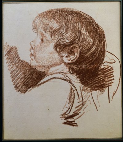 Cabeza de un niño de perfil a la izquierda de Jean Baptiste Greuze