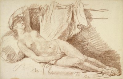 Desnudo femenino recostado: Estudio para "Egina visitada por Júpiter" de Jean Baptiste Greuze