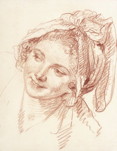 La cabeza de una joven inclinada a la izquierda de Jean Baptiste Greuze