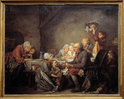 El pastel de los Reyes. Una familia compartiendo el pastel en la fiesta de la Epifanía de Jean Baptiste Greuze