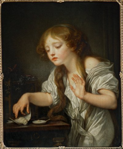 Un niño, reacio a tocar un pájaro por miedo a que esté muerto, dice que el pájaro está muerto ... de Jean Baptiste Greuze