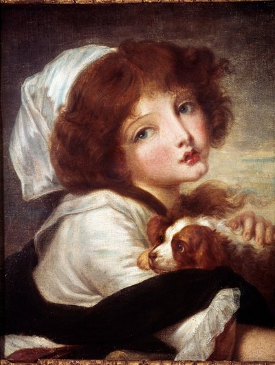 Niña con perrito de Jean Baptiste Greuze