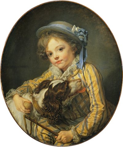 Niño con un perro de Jean Baptiste Greuze