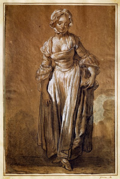 Joven de pie, dibujo de Jean-Baptiste Greuze (1725-1805) de Jean Baptiste Greuze