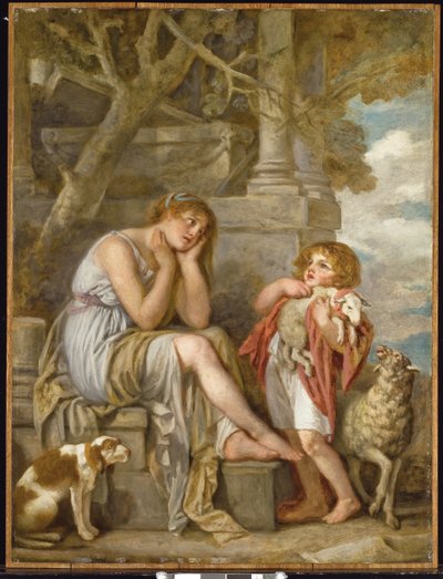 El querido cordero, 1780s de Jean Baptiste Greuze