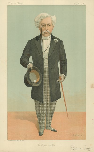 El Príncipe de Sagan, El Príncipe del Chic, 1 de agosto de 1895, caricatura de Vanity Fair de Jean Baptiste Guth