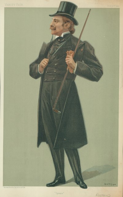 M Edmond Rostand, Cyrano, 20 de Junio de 1901, caricatura de Vanity Fair de Jean Baptiste Guth