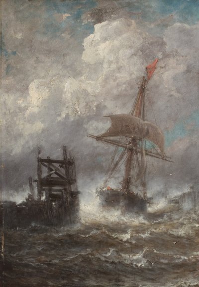 Marina con barco, 1870 de Jean Baptiste Henri Durand Brager