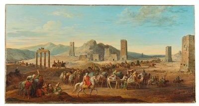 Dos Caravanas en la Entrada al Valle que Conduce a Palmira de Jean Baptiste Hilair