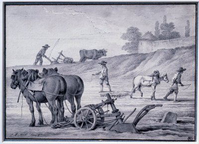 Agricultura: escena de arado de Jean Baptiste Huet