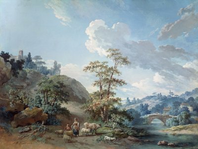Puente en un valle, 1778 de Jean Baptiste Huet