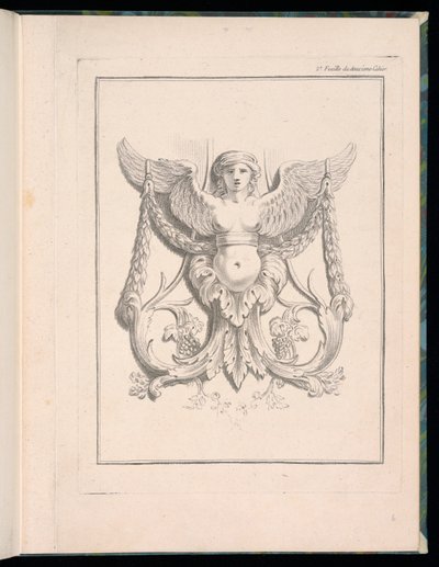 Diseño para una esfinge, pl. 2, Deuxieme Cahiers des arabesques dessinés par J. B. Huet... [Libro 2, Portafolios de arabescos diseñados por J.B. Huet] de Jean Baptiste Huet