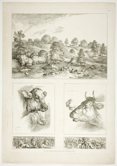 Placa Cuatro de 38 de Oeuvres de J. B. Huet de Jean Baptiste Huet
