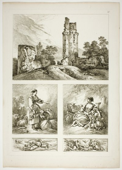 Placa Dieciséis de 38 de Oeuvres de J. B. Huet de Jean Baptiste Huet