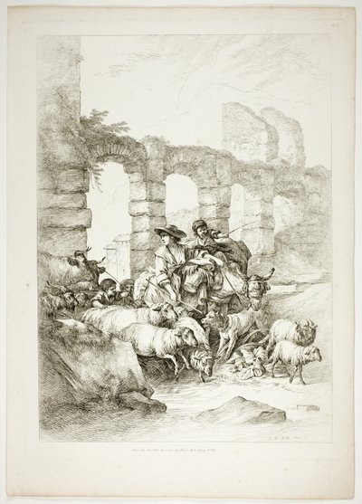 Placa doce de 38 de Oeuvres de J. B. Huet de Jean Baptiste Huet