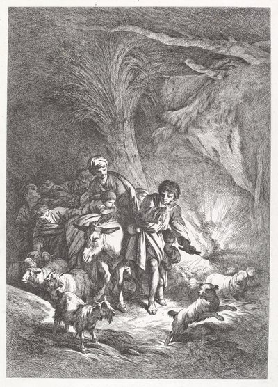 La huida a Egipto de Jean Baptiste Huet