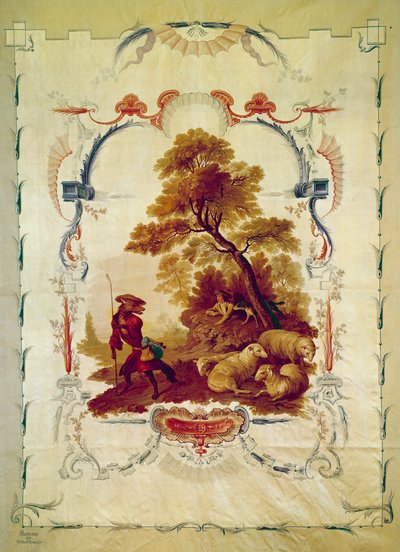 El lobo se convirtió en pastor. Ilustración para la fábula de Jean de La Fontaine de Jean Baptiste Huet