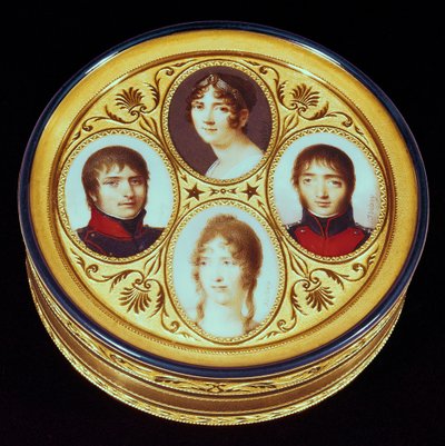 Bombonera con retratos de Eugene (1781-1824) Hortense (1783-1837) y Josephine Beauharnais (1763-1814) y Louis Bonaparte (1778-1846) de Jean Baptiste Isabey