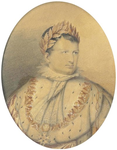 Retrato de Napoleón. Lápiz y acuarela, 14 x 10,5 cm (oval) de Jean Baptiste Isabey