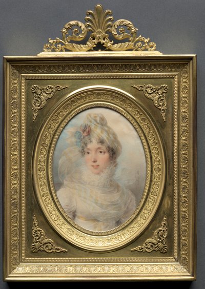 Retrato de una mujer con vestido blanco de Jean Baptiste Isabey