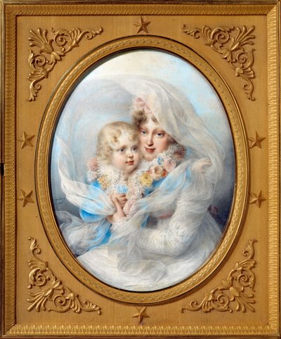 Retratos de la Emperatriz María Luisa (1791-1847) y el Rey de Roma, Napoleón II, Duque de Reichstadt (1811-1832) hijo del Emperador Napoleón I (1769-1821) de Jean Baptiste Isabey