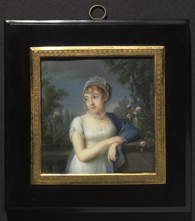 Retrato de una Mujer Cerca de una Balaustrada, 1804 de Jean Baptiste Jacques Augustin