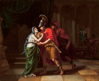 Electra recibiendo las cenizas de su hermano, Orestes, 1826-27 de Jean Baptiste Joseph Wicar
