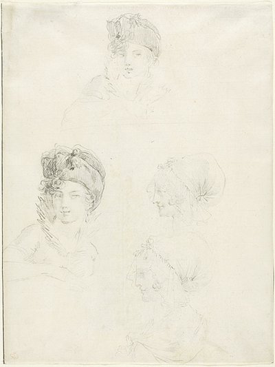 Cuatro bocetos de dos mujeres de Jean Baptiste Joseph Wicar