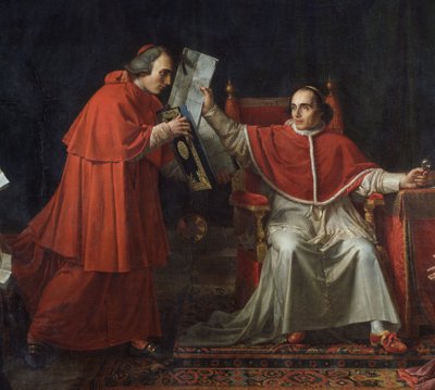 Firma del Concordato entre Francia y la Santa Sede, por el Papa Pío VII (1742 - 1823), 15 de agosto de Jean Baptiste Joseph Wicar
