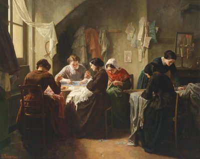 Costureras bretonas de Jean Baptiste Jules Trayer