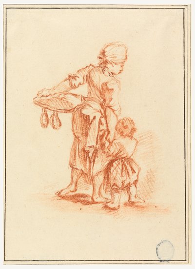 Una mujer guiando a un niño de Jean Baptiste Le Prince