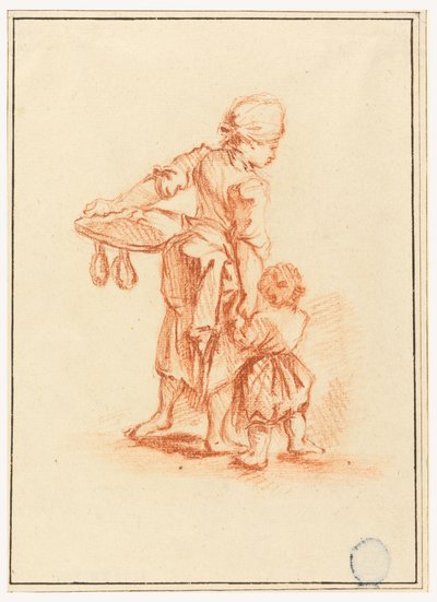 Dibujo, Una mujer guiando a un niño, 1750-75 de Jean Baptiste Le Prince