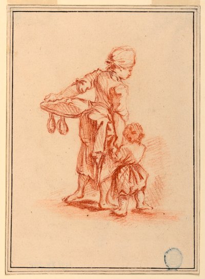 Dibujo, Una mujer guiando a un niño, 1750-75 de Jean Baptiste Le Prince