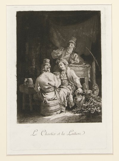 La vertu au cabaret (La virtud en el cabaret) y Le charretier et la laitiere (El carter y la lechera) de Jean Baptiste Le Prince