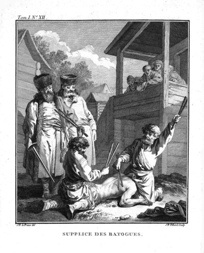 Castigo con Batogs. De Viaje en Siberia, 1766 de Jean Baptiste Le Prince