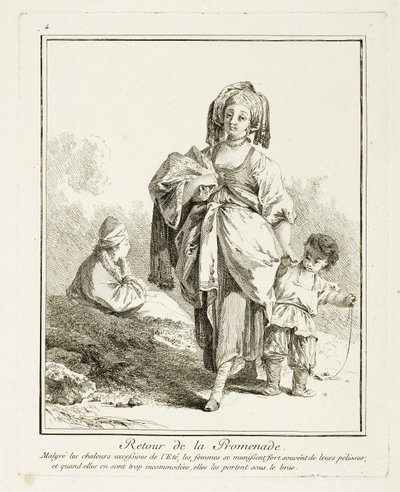 Paseo de ida y vuelta, plato cuatro de Suite de Divers Habillements de Peuples du Nord de Jean Baptiste Le Prince